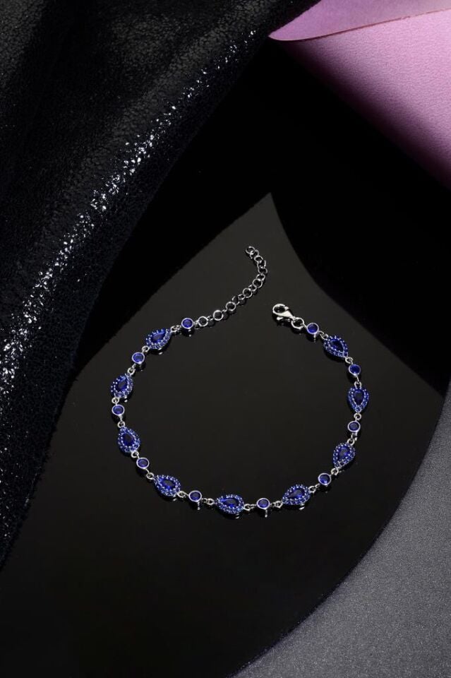 925 Ayar Gümüş Lacivert Damla Bileklik