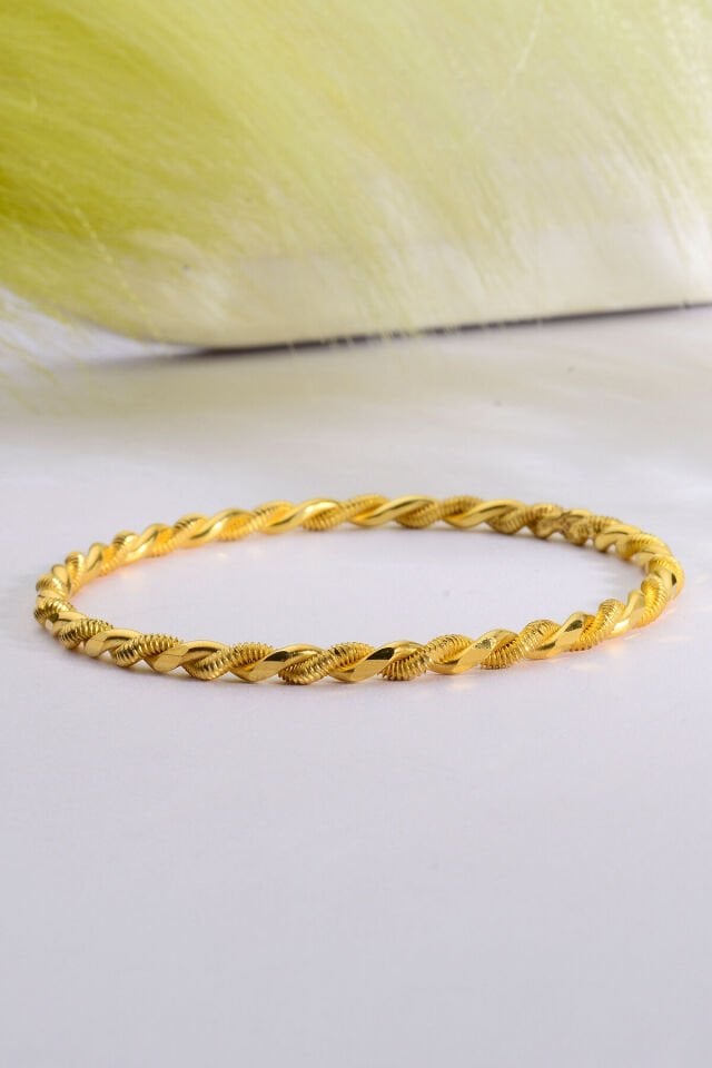 925 Ayar Gümüş üzeri 22 Ayar Altın Kaplama Burma Bilezik