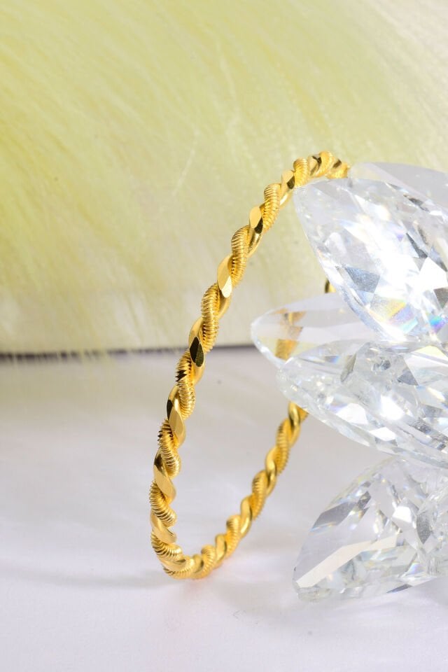 925 Ayar Gümüş üzeri 22 Ayar Altın Kaplama Burma Bilezik