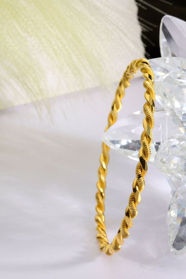 925 Ayar Gümüş üzeri 22 Ayar Altın Kaplama Burma Bilezik