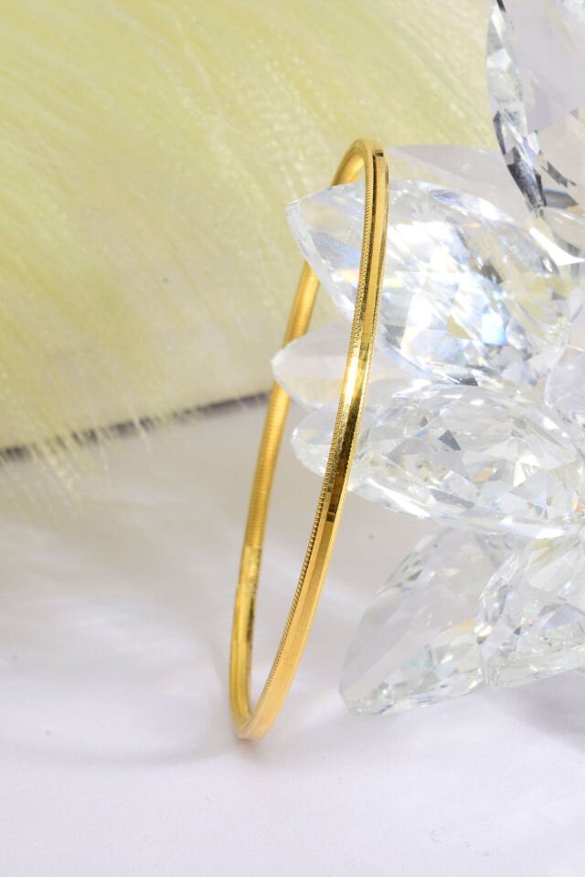 925 Ayar Gümüş Üzeri 22 Ayar Altın Kaplama 10 Gr Düz Ajda Model Oluklu Ajda Kadın Bilezik