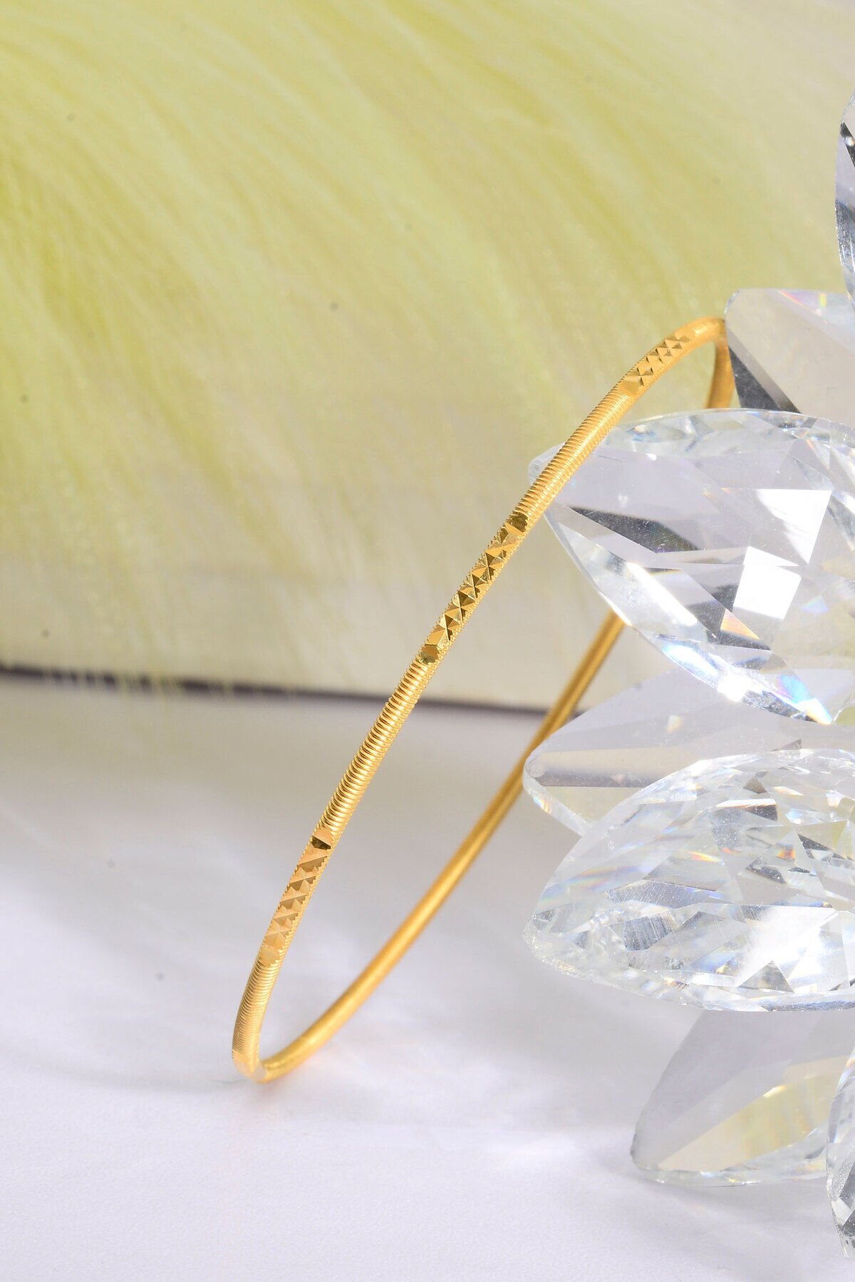 925 Ayar Gümüş üzeri 22 Ayar Altın Kaplama Kalemli Ajda Bilezik