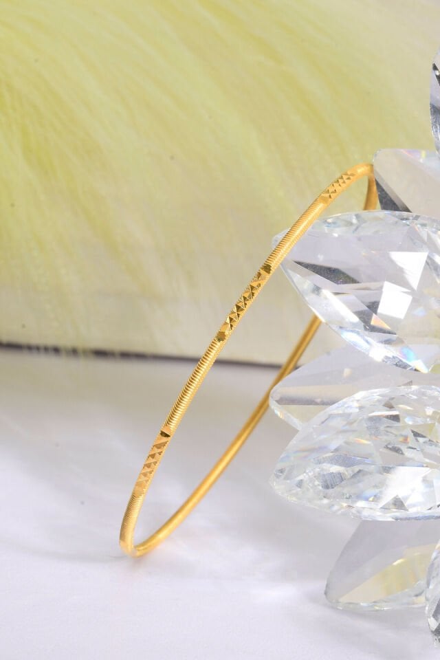 925 Ayar Gümüş üzeri 22 Ayar Altın Kaplama Kalemli Ajda Bilezik