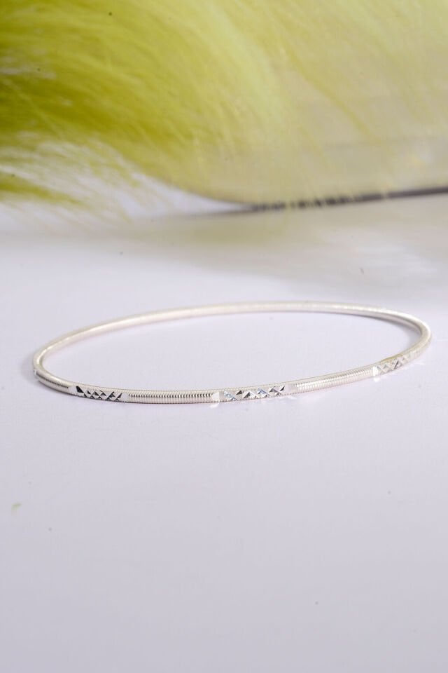 925 Ayar Gümüş üzeri 22 Ayar Altın Kaplama Kalemli Ajda Bilezik