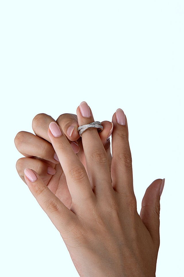 925 Ayar Gümüş Çapraz Çift Bant Yüzük