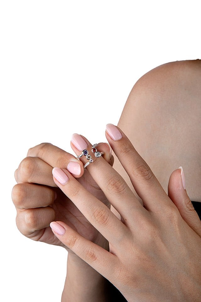 925 Ayar Gümüş Renkli Taşlı Yüzük