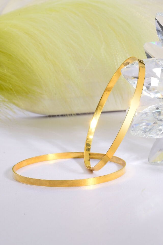 925 Ayar Gümüş üzeri 22 Ayar Altın Kaplama Kibrit Çöpü Ajda Bilezik