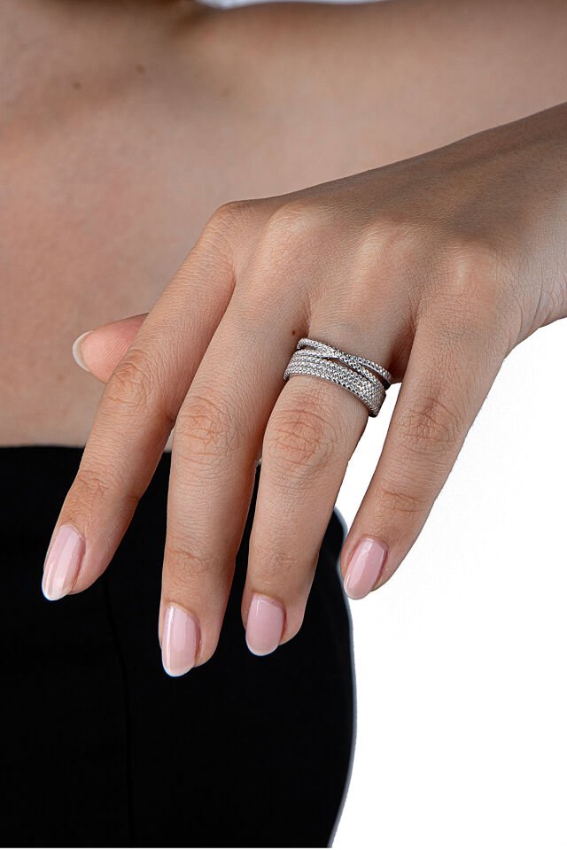 925 Ayar Gümüş Çapraz Bantlı Yüzük