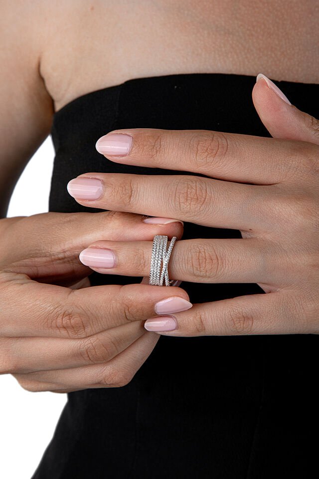 925 Ayar Gümüş Çapraz Bantlı Yüzük