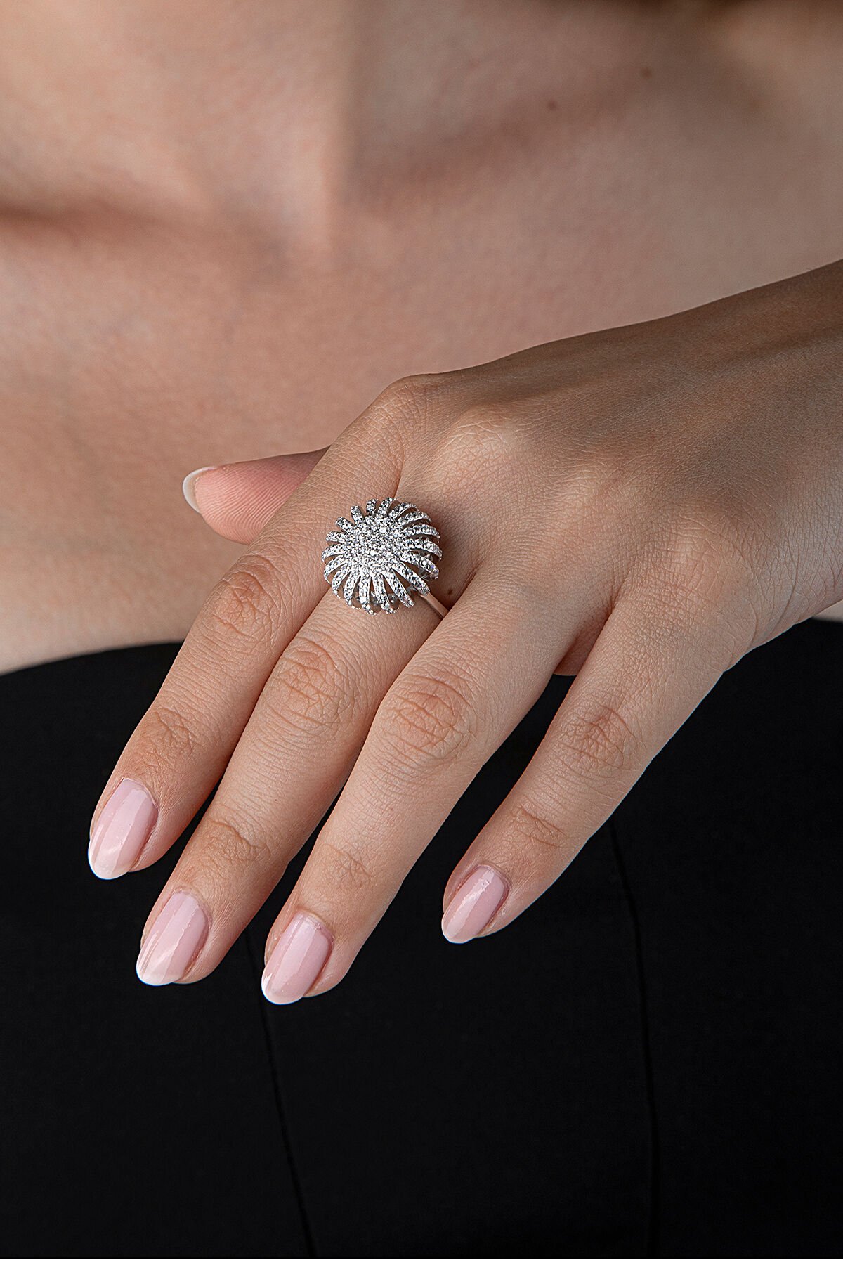 925 Ayar Gümüş Yükseltili Güneş Yüzük