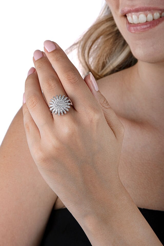 925 Ayar Gümüş Yükseltili Güneş Yüzük