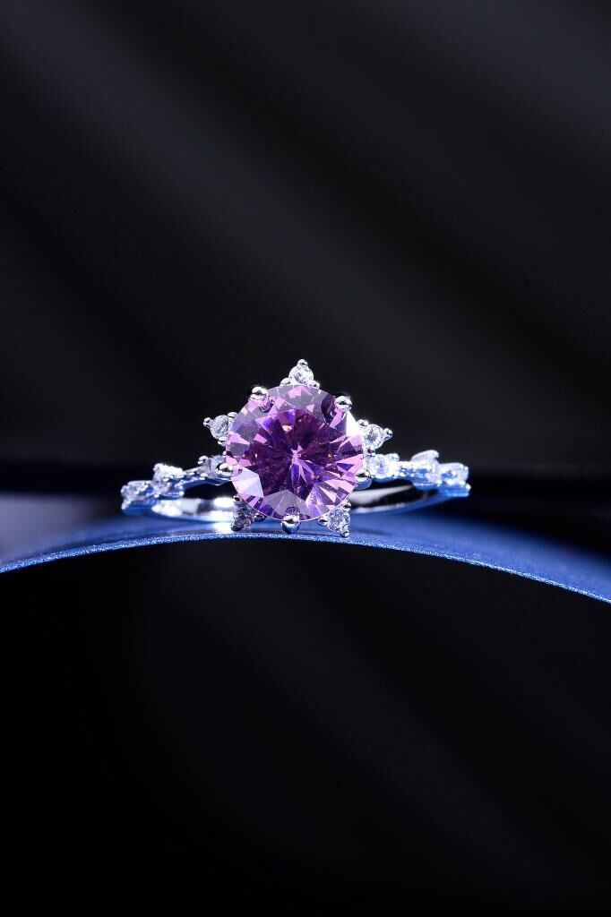 925 Ayar Gümüş Lotus Taşlı Kadın Yüzük Pembe - 10