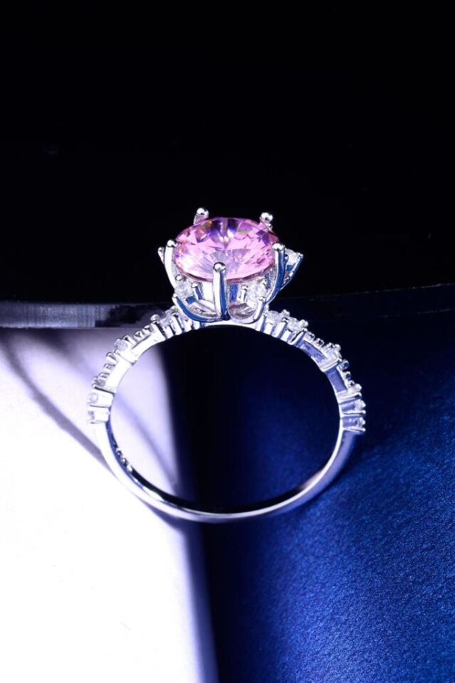 925 Ayar Gümüş Lotus Taşlı Kadın Yüzük Pembe - 15