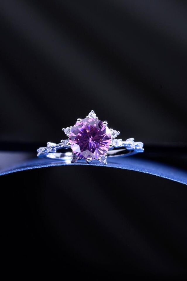 925 Ayar Gümüş Lotus Taşlı Kadın Yüzük Pembe - 18