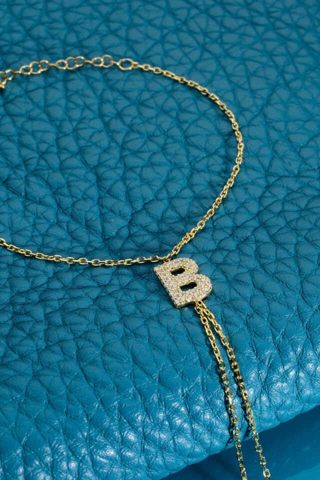 925 AYAR GÜMÜŞ ÜZERİ ALTIN KAPLAMA B HARFLİ ŞAHMERAN