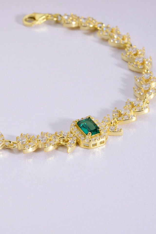 925 AYAR GÜMÜŞ ÜZERİ ALTIN KAPLAMA ZİRKON TAŞLI BAGET BİLEKLİK