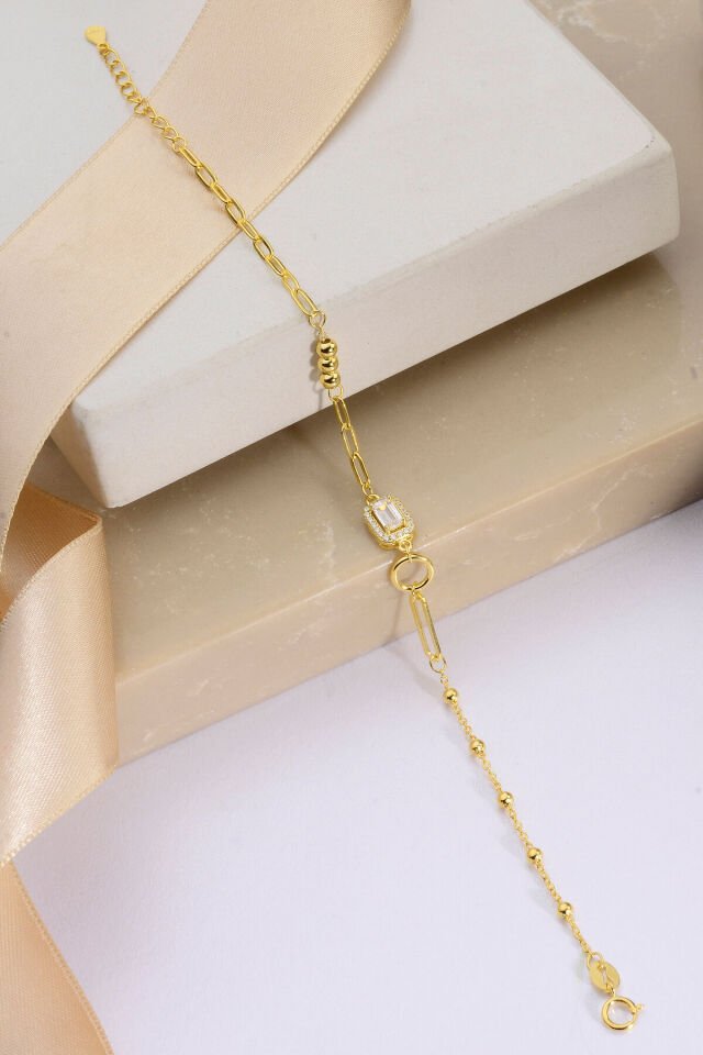 925 AYAR GÜMÜŞ ÜZERİ ALTIN KAPLAMA BAGET BİLEKLİK