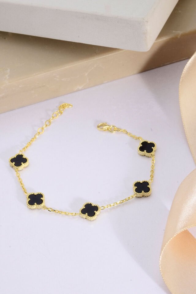 925 Ayar Gümüş Beşli 10 mm Yonca Bileklik