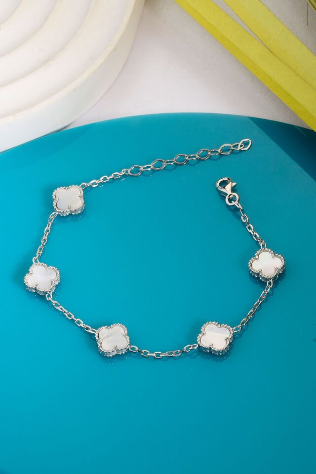 925 Ayar Gümüş Beşli 10 mm Yonca Bileklik