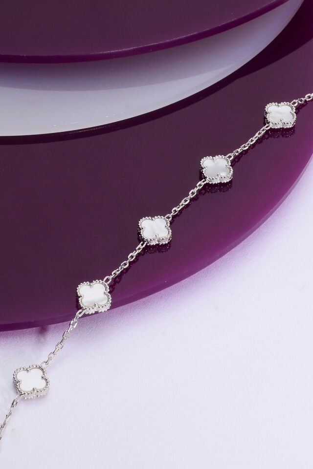 925 Ayar Gümüş Beşli 10 mm Yonca Bileklik