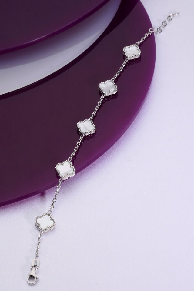 925 Ayar Gümüş Beşli 10 mm Yonca Bileklik