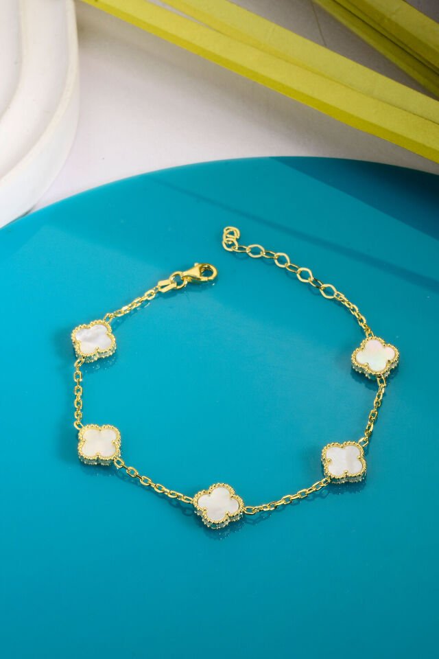 925 Ayar Gümüş Beşli 10 mm Yonca Bileklik