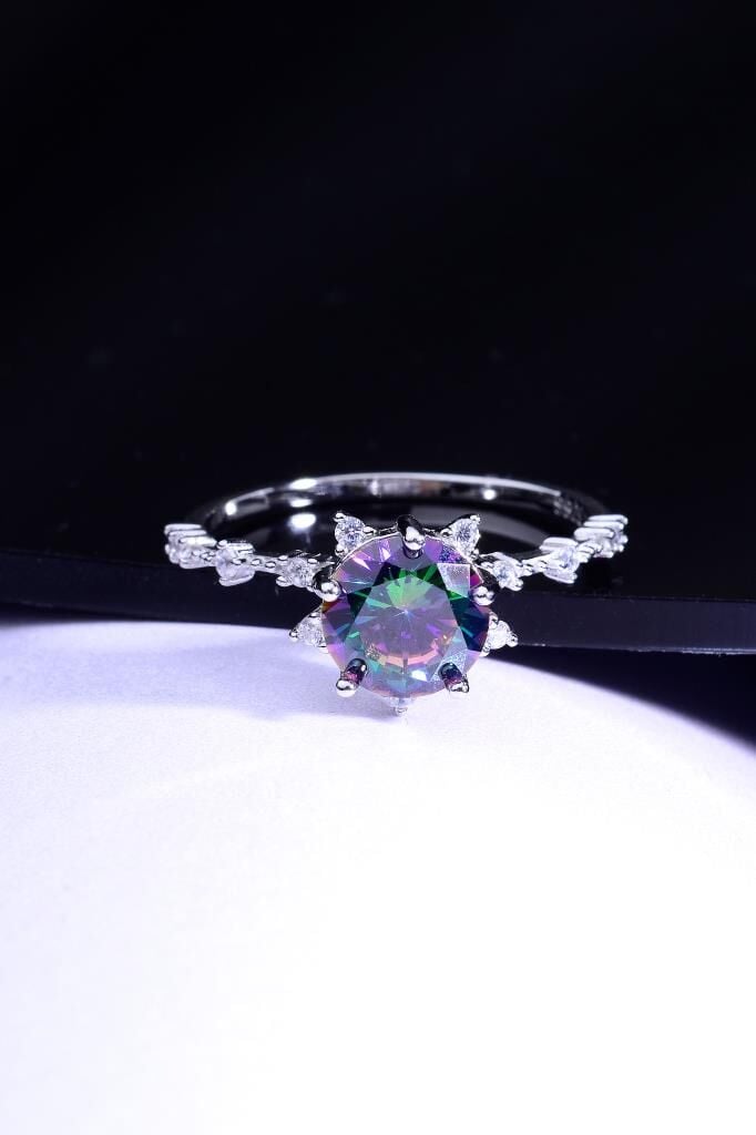 925 Ayar Gümüş Lotus Taşlı Kadın Yüzük Çok Renkli - 14