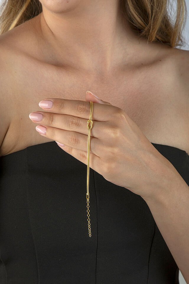 Aşk Düğümü Bileklik 925 Ayar Gümüş Altın Kaplama Çift Bilekliği