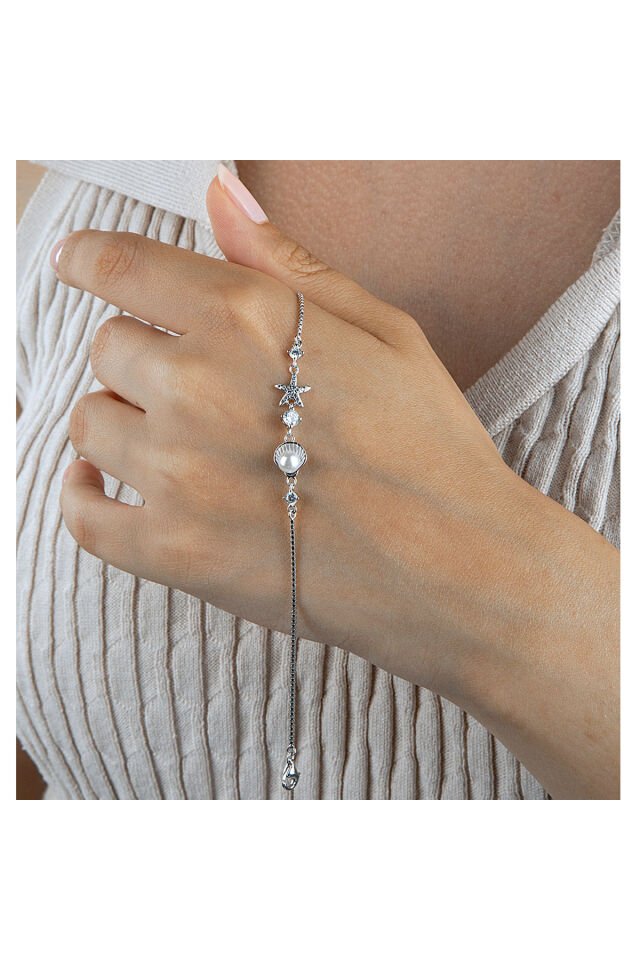 925 Ayar Gümüş Okyanus Temalı İncili Bileklik