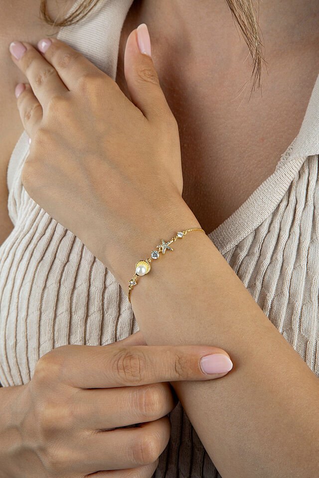 925 Ayar Gümüş Okyanus Temalı İncili Bileklik