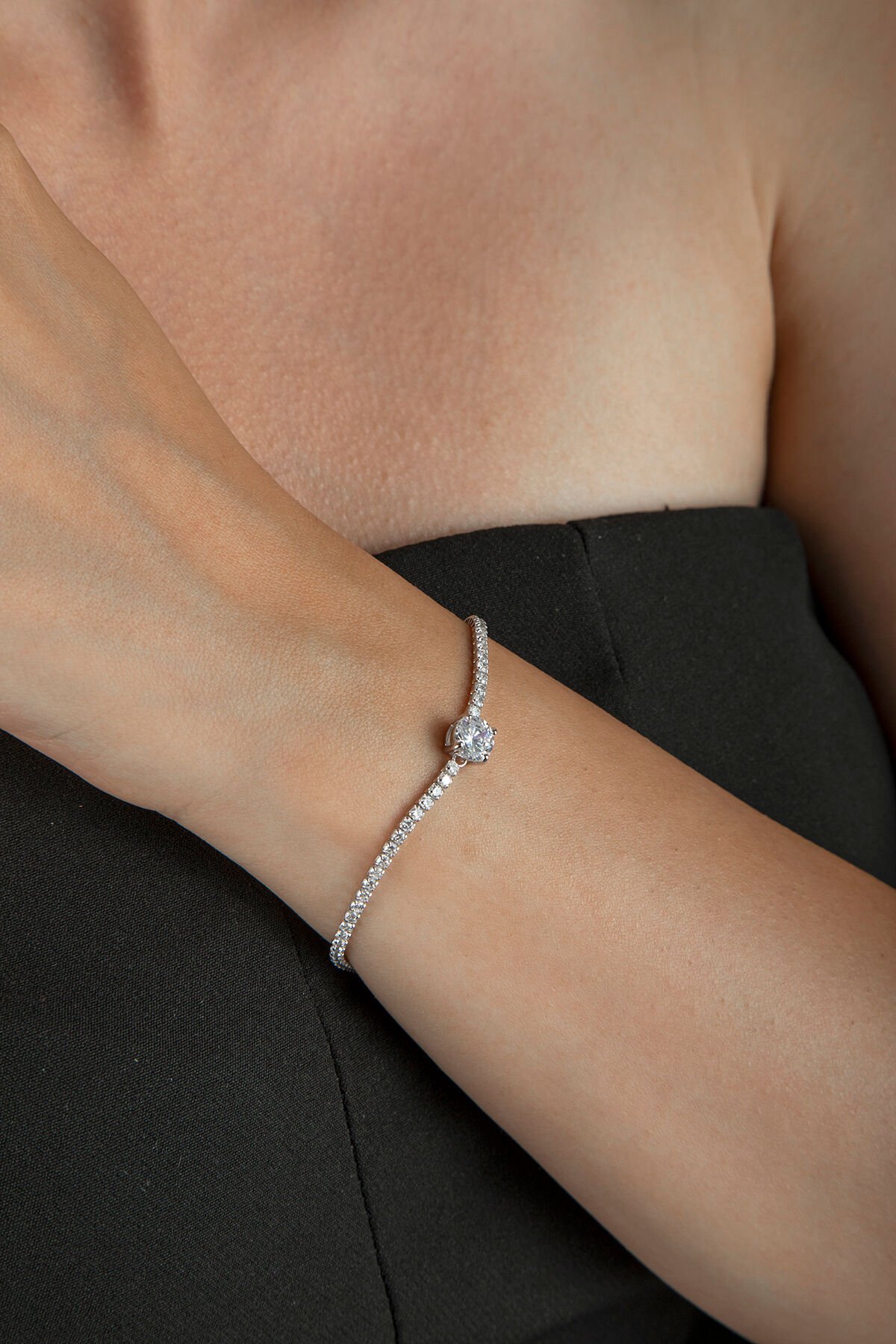 925 Ayar Gümüş Su Yolu Tektaş Bileklik