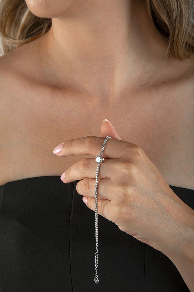 925 Ayar Gümüş Su Yolu Tektaş Bileklik