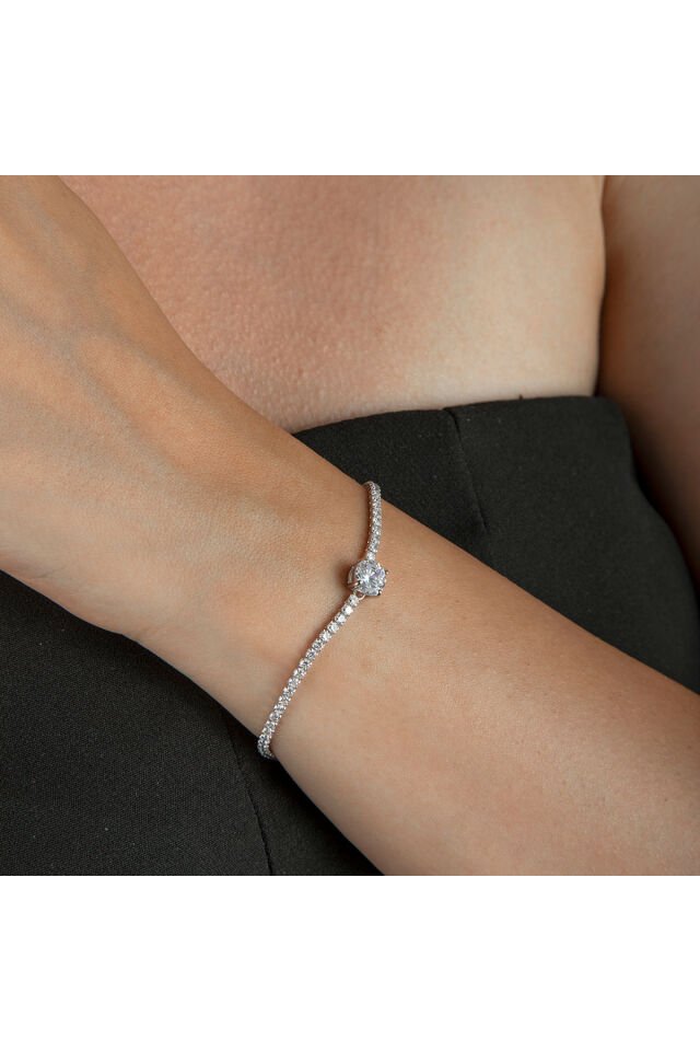 925 Ayar Gümüş Su Yolu Tektaş Bileklik