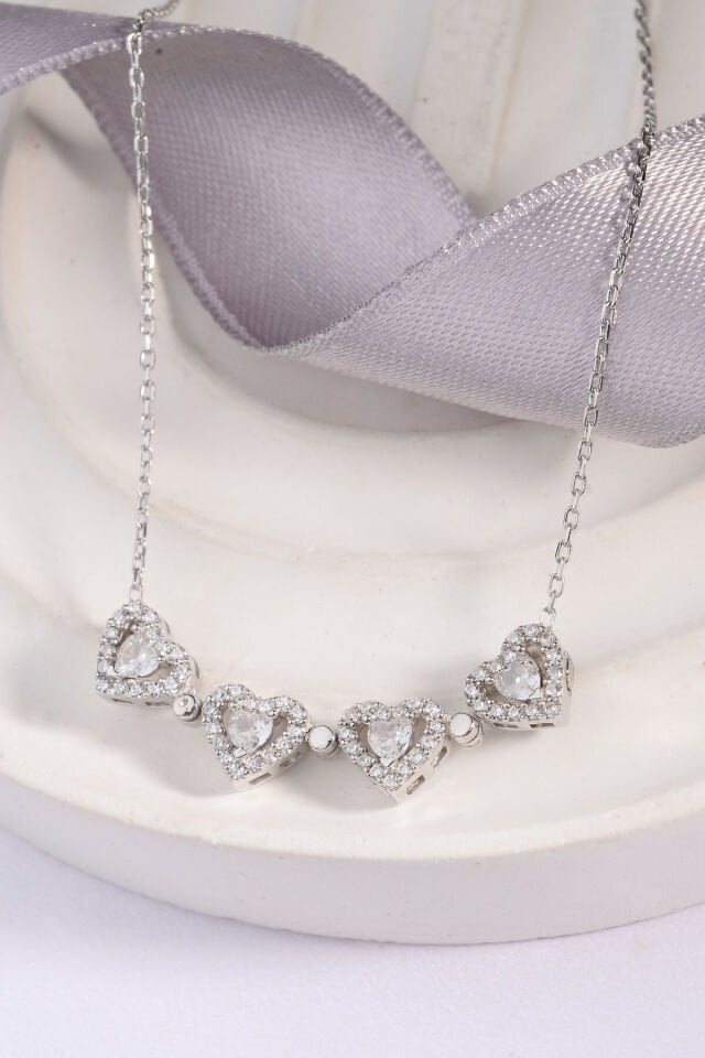 925 Ayar Gümüş Kalpli Yonca Açılabilir Kolye