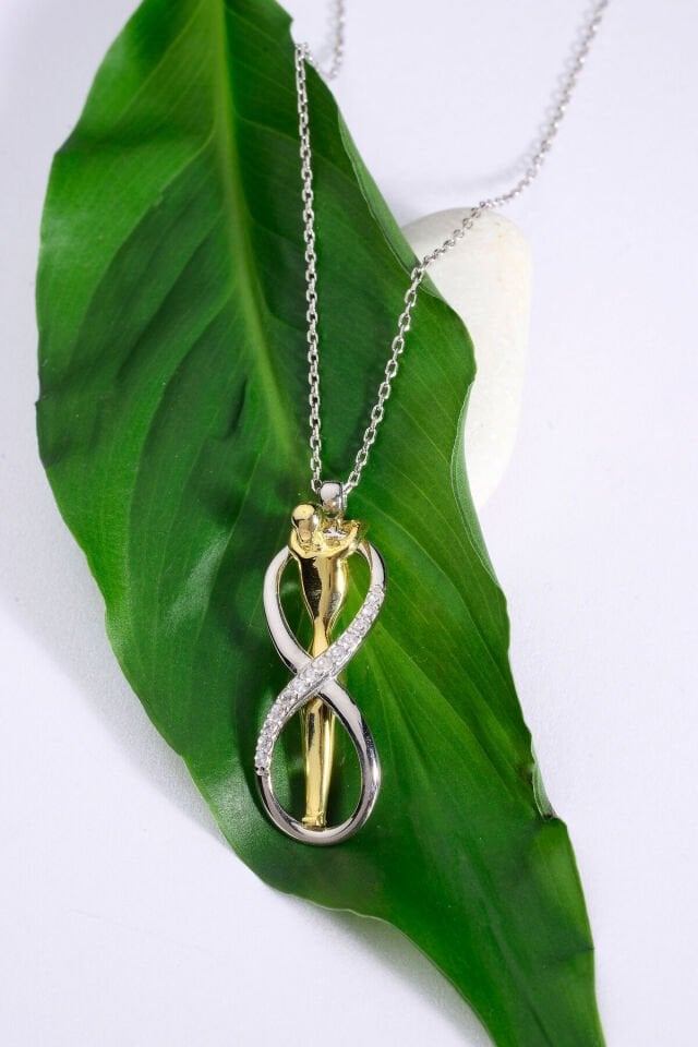 Sonsuzluk Sarılan Çift Kolyesi 925 Ayar Gümüş Kadın Kolyesi