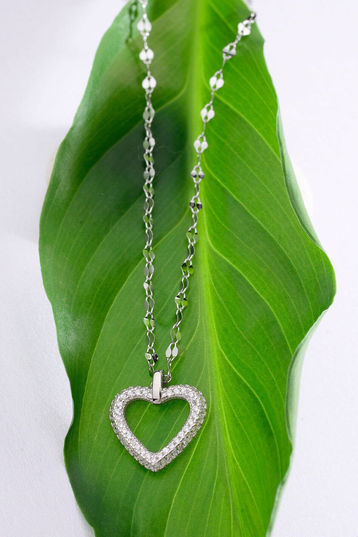 925 Ayar İçi Boş Kalp Gümüş Kolye