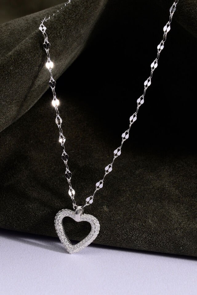 925 Ayar İçi Boş Kalp Gümüş Kolye