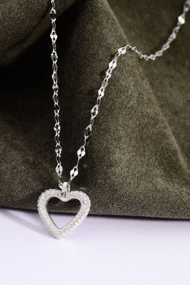 925 Ayar İçi Boş Kalp Gümüş Kolye