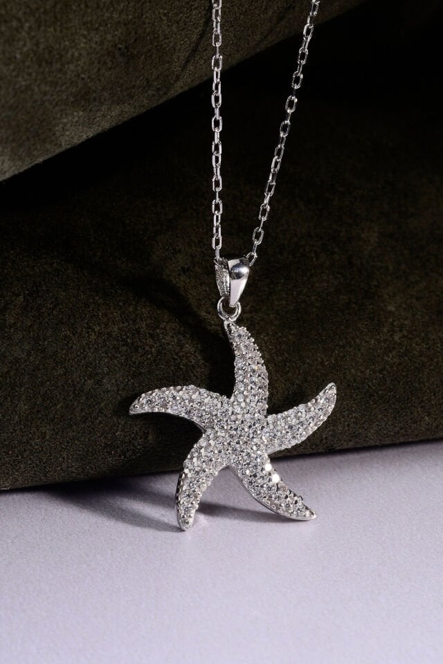 925 Ayar Gümüş Taşlı Deniz Yıldızı Kolye