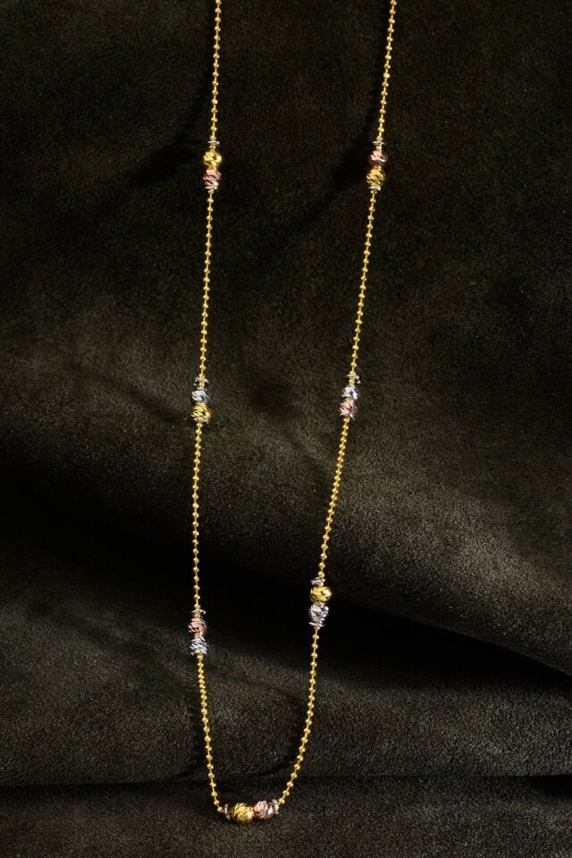 925 Ayar Gümüş üzeri Altın Kaplama Üç Renk Dorika Kolye