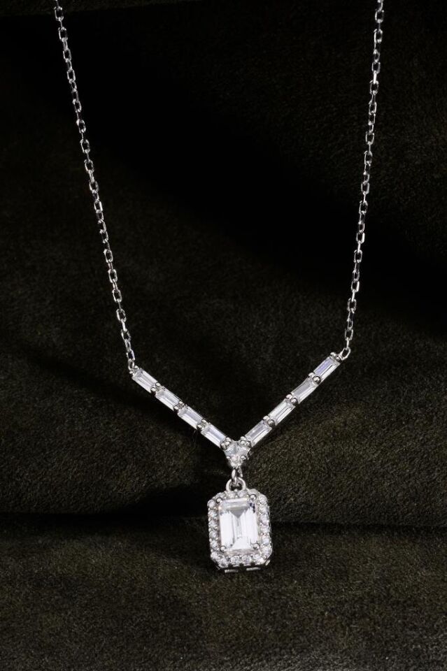 925 Ayar Gümüş Taşlı Baget Kolye