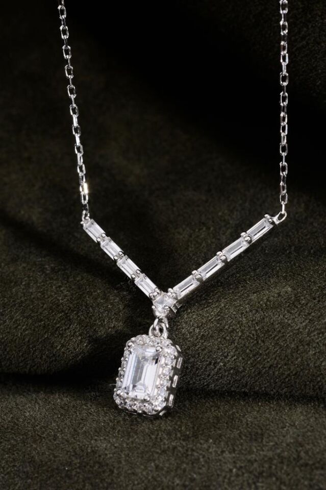 925 Ayar Gümüş Taşlı Baget Kolye