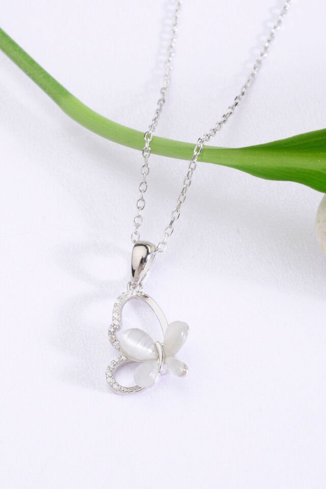 Altın Kaplama 925 Ayar Gümüş Anti Stres Dönen Kelebek Detaylı Kolye