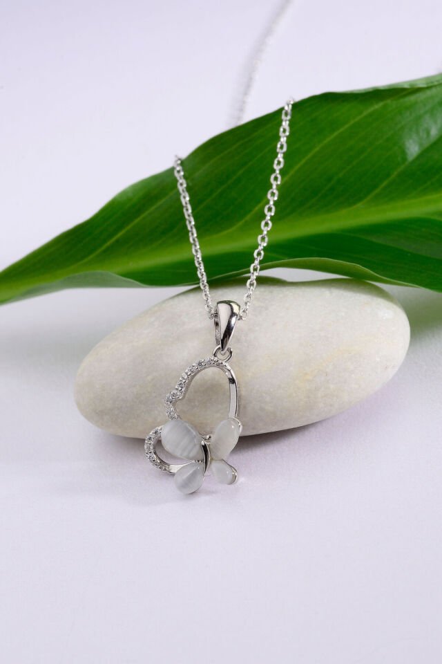 Altın Kaplama 925 Ayar Gümüş Anti Stres Dönen Kelebek Detaylı Kolye