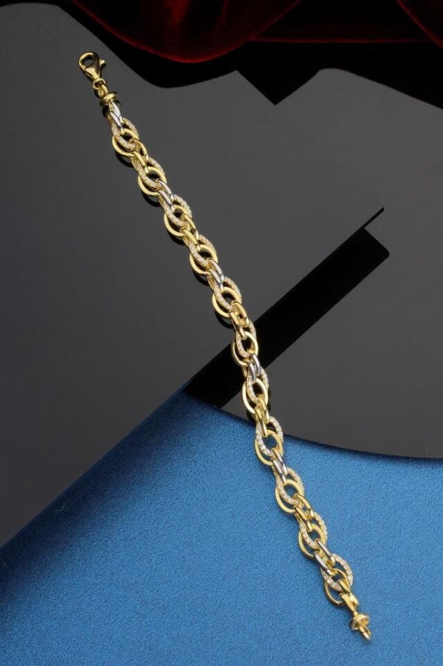 925 Ayar Gümüş Altın Kaplama Hallow Bileklik