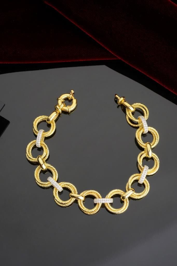 925 Ayar Gümüş Altın Kaplama Samanyolu Bileklik