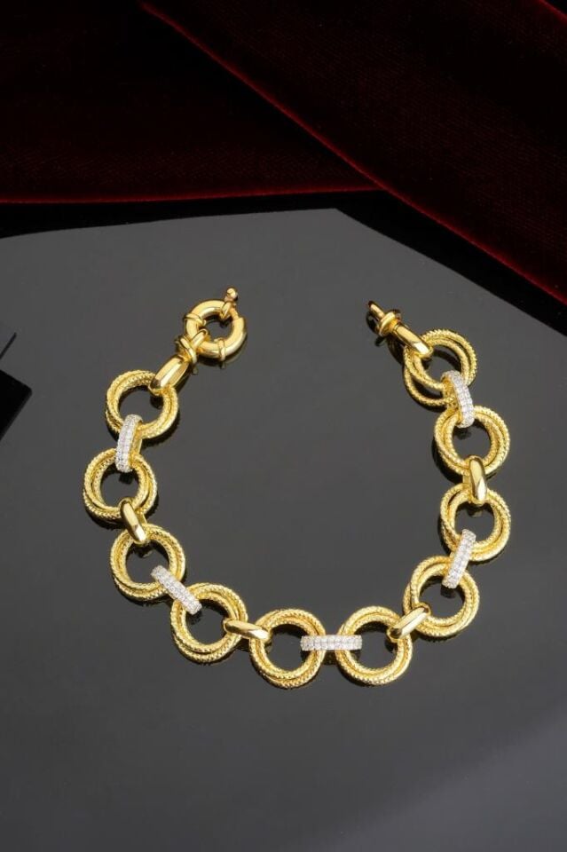 925 Ayar Gümüş Altın Kaplama Samanyolu Bileklik