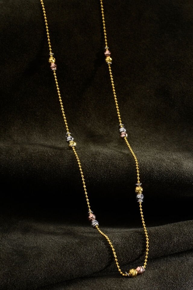 925 Ayar Gümüş üzeri Altın Kaplama Üç Renk Dorika Kolye