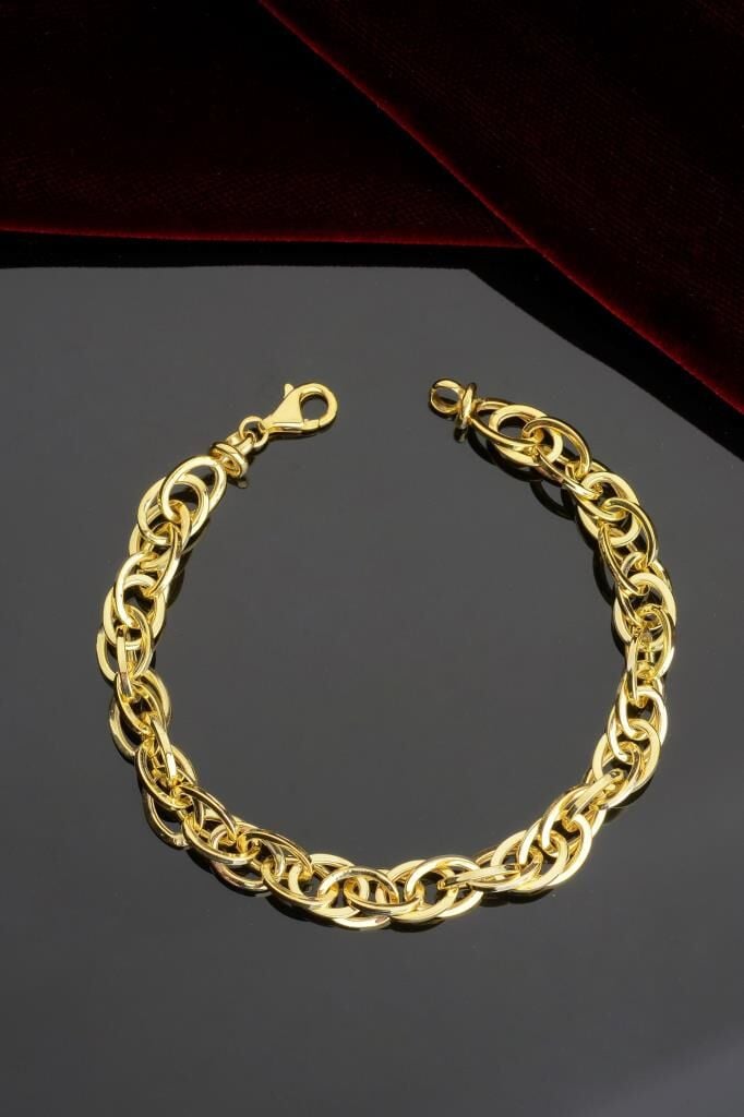 925 Ayar Gümüş Altın Kaplama Hallow Bileklik