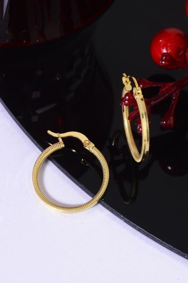 925 Ayar Gümüş 22 Ayar Altın Kaplama Ajda Küpe 2 cm